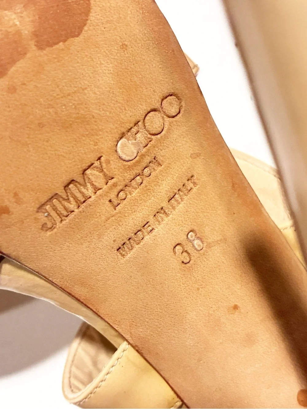 Jimmy Choo Patent Strappy Ankle Buckle Stiletto Heel Shoe Size 8